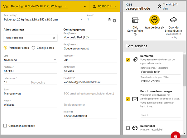 DHL Parcel particulier afleveren aan de deur
